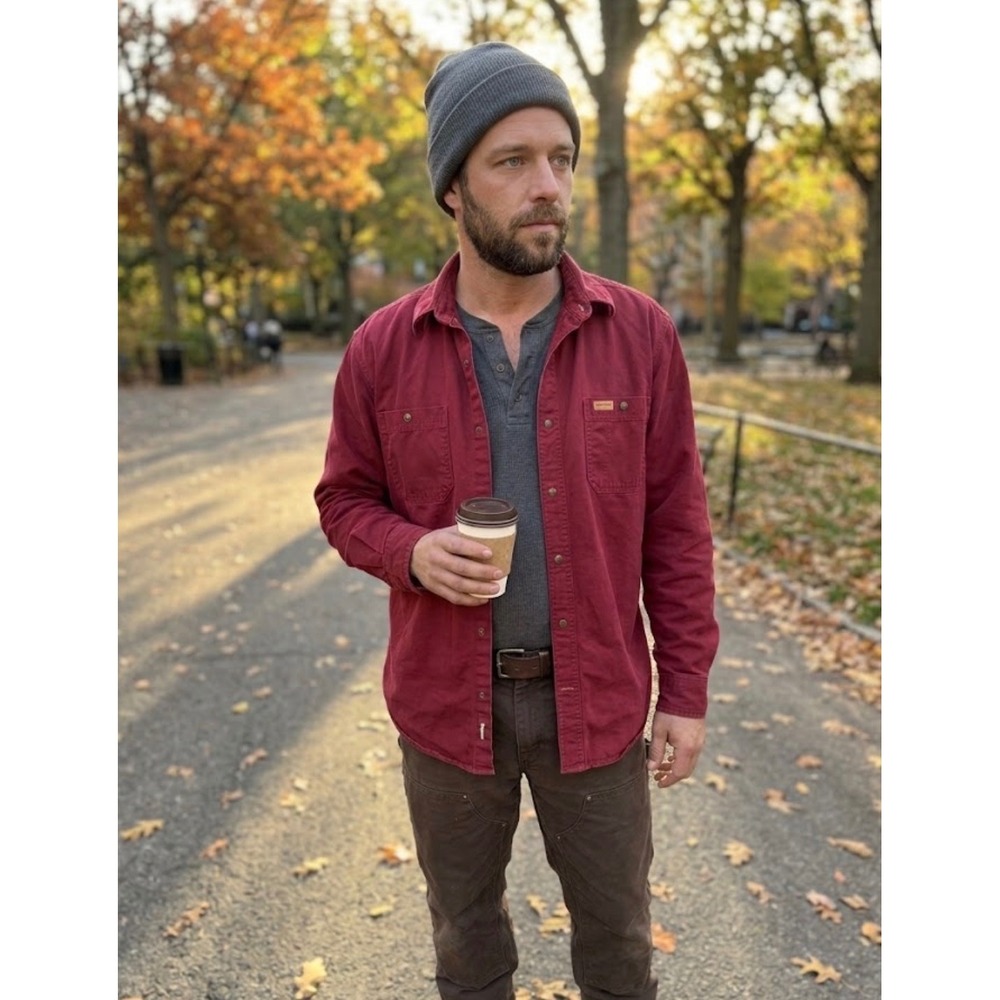 Carhartt Mens XL Red Long Sleeve Canvas Work Shirt Original Fit 100091 640